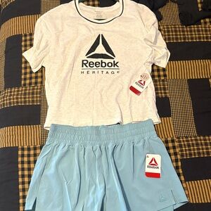 Reebok Heritage White T-Shirt and Blue Shorts